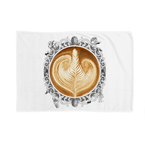 【Lady's sweet coffee】ラテアート エレガンスリーフ / With accessories Blanket