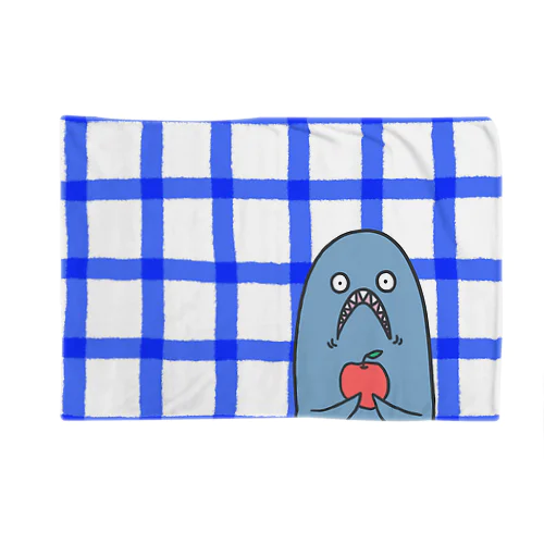 青チェックのりんごさめめ Blanket