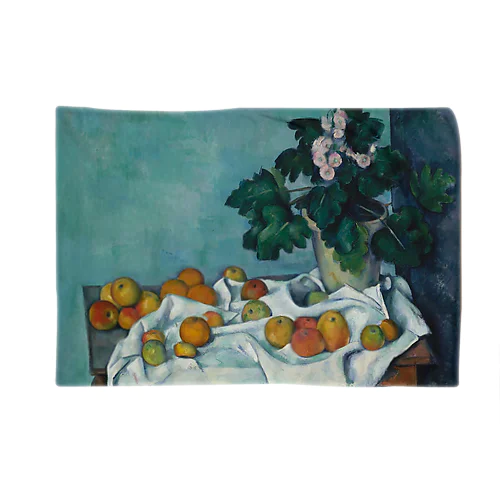 ポール・セザンヌ　/　リンゴとプリムローズのポットのある静物　Still Life with Apples and a Pot of Primroses ca. 1890 ブランケット