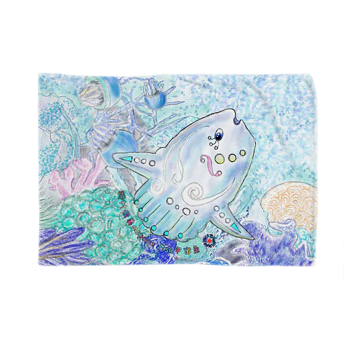 磯村佳美のspace fish宇宙魚「海のマンボウ、海のクラゲ」 Blanket