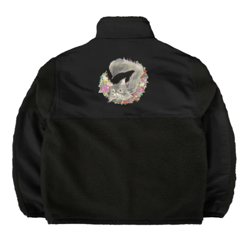 お花のリースとにゃんこ Boa Fleece Jacket