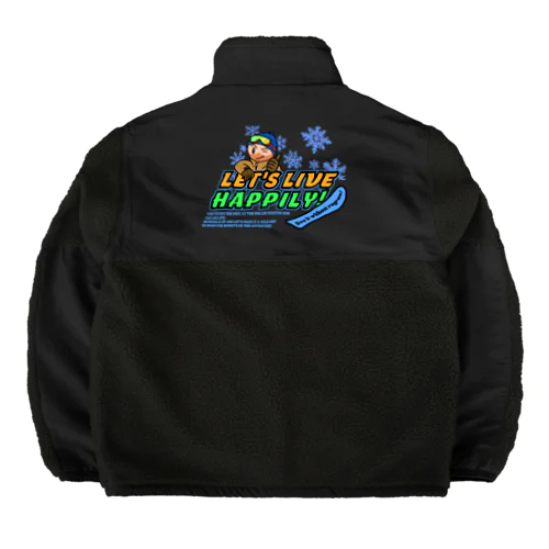 楽しく生きよう！（スノーボード）（ブルー） Boa Fleece Jacket