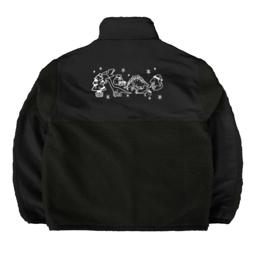 恐竜たちのクリスマス（白） Boa Fleece Jacket