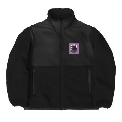 黒パグのイラストグッズ Boa Fleece Jacket