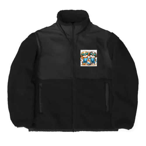 可愛らしいバレーボールの犬 Boa Fleece Jacket