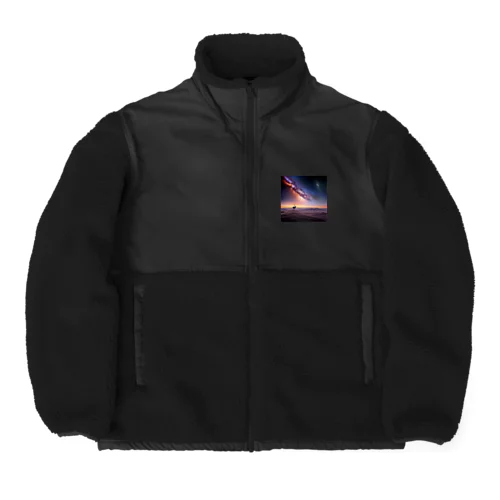 煌めく星空の下の鹿 Boa Fleece Jacket