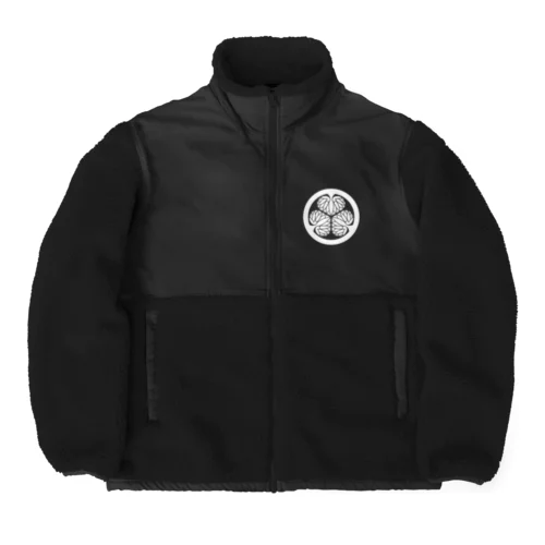 徳川家康 家紋 三つ葉左葵巴の紋 葵（白） Boa Fleece Jacket