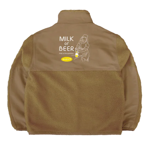 名画 × BEER（牛乳を注ぐ女・牛乳かビールか、それが問題だ。）白線画 Boa Fleece Jacket