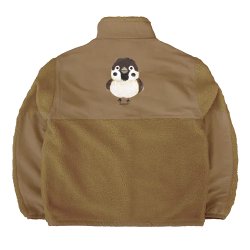 バックプリント スズメがちゅん Boa Fleece Jacket