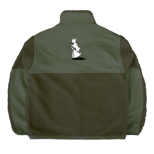 猫侍(モノクロ) Boa Fleece Jacket