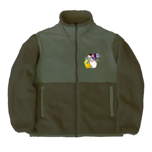 パンジーと文鳥さん（ロゴ白） Boa Fleece Jacket