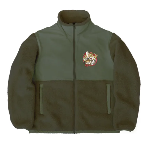 美味しそうなリースにゃん Boa Fleece Jacket