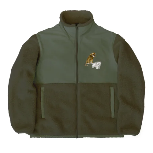 虎の仔たちは仲良しです Boa Fleece Jacket