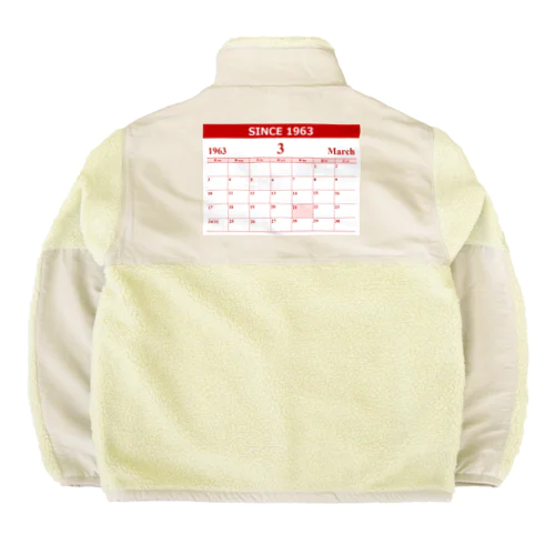 1963年3月生まれ(昭和38年)　生年月カレンダー 還暦祝い Boa Fleece Jacket