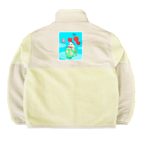 レトロ白モルモットちゃん Boa Fleece Jacket