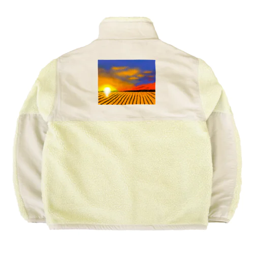 田んぼと夕焼け Boa Fleece Jacket