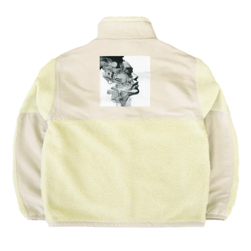 アート「女性の横顔」 Boa Fleece Jacket