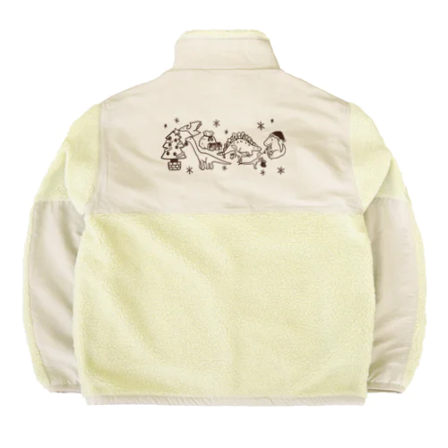 恐竜たちのクリスマス（茶） Boa Fleece Jacket