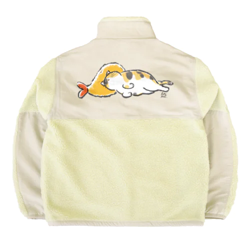 ピスピスゆーて寝るネコ【しまミケ】 Boa Fleece Jacket