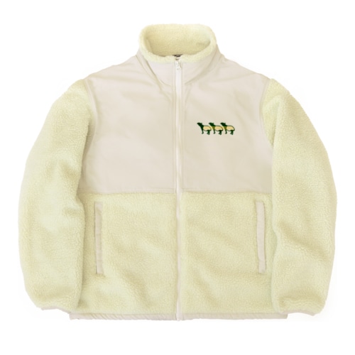 ボーダーマレーバク　モスグリーン×イエロー Boa Fleece Jacket
