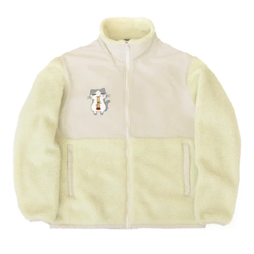 ひのもとにゃんこ®️ 尺八 / 雷蔵 Boa Fleece Jacket