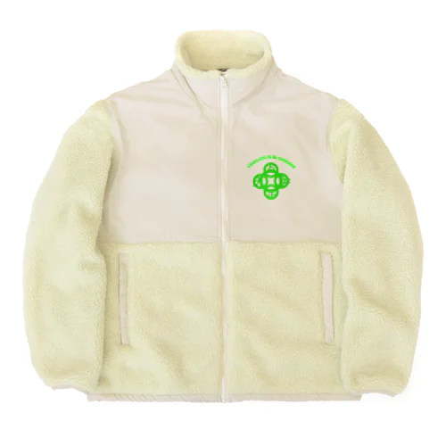 吾唯足りるを知るh.t.大アーチ・英文字・緑 Boa Fleece Jacket