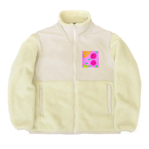 ピンクとお花 Boa Fleece Jacket