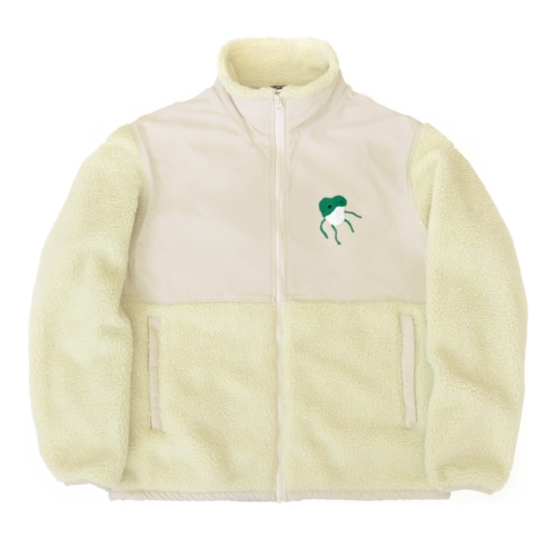 Pompom art 《濃緑カエル》 Boa Fleece Jacket