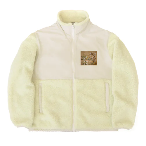 日本画：尾形光琳_秋草図 右隻 Boa Fleece Jacket