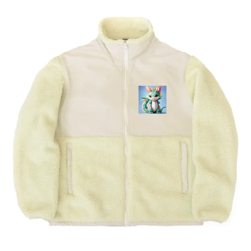 もふもふ村のグリーンドラゴン Boa Fleece Jacket