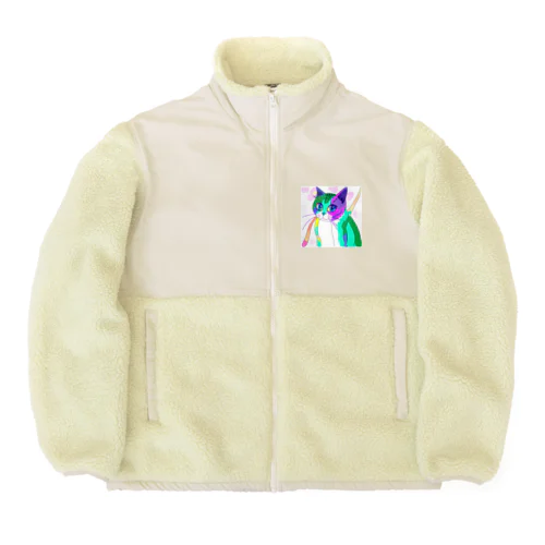 虹色ねこグッズ Boa Fleece Jacket