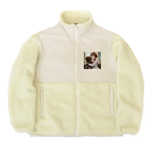 少女と愛犬 Boa Fleece Jacket