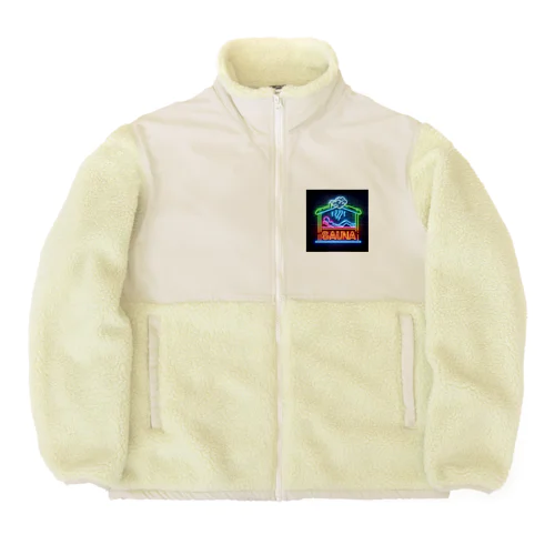 ネオン風サウナロゴ2 Boa Fleece Jacket