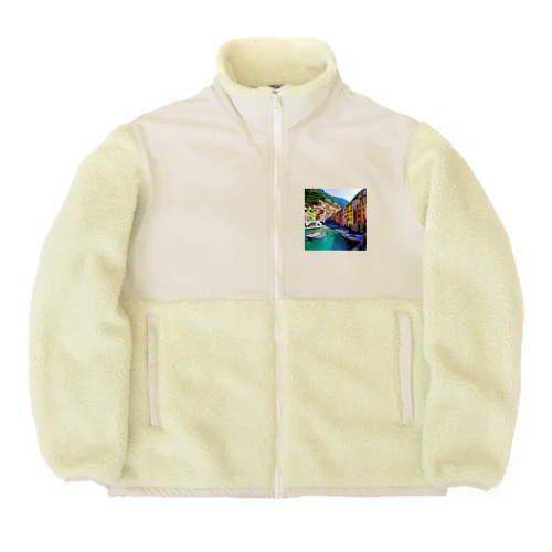 絵画のようなチンクエテッレの風景 Boa Fleece Jacket