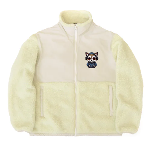 ヘッドホンをかけているタヌキ Boa Fleece Jacket