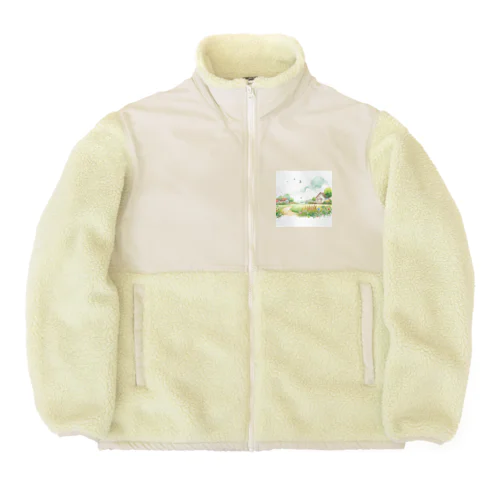 畑のカラーイラスト Boa Fleece Jacket