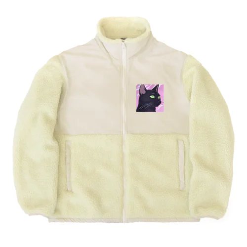 かっこいい黒猫3 Boa Fleece Jacket