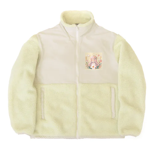 少女とお花🌸 Boa Fleece Jacket