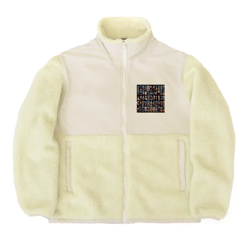 古代エジプト柄 Boa Fleece Jacket