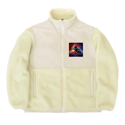 宇宙の中に浮かぶベルツノガエル Boa Fleece Jacket