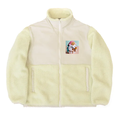 ice meets オリガミハリネズミ Boa Fleece Jacket