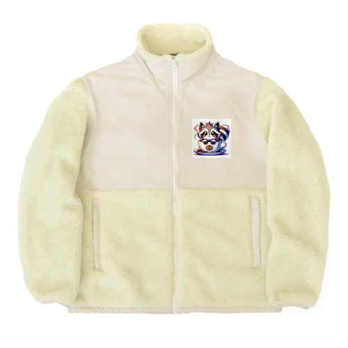 にゃんコーヒー タヌキ猫 Boa Fleece Jacket