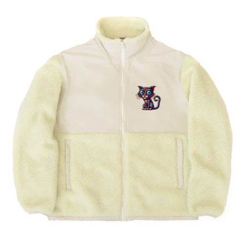 カラフル猫 Boa Fleece Jacket