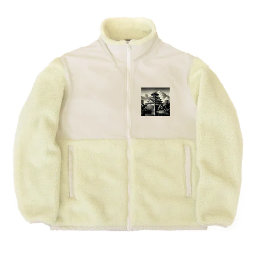 モノクロームな印象を与える大阪城 Boa Fleece Jacket