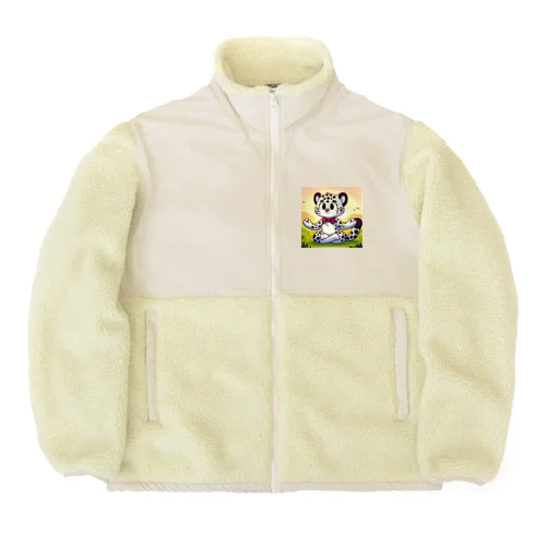 ヨガをするユキヒョウ Boa Fleece Jacket