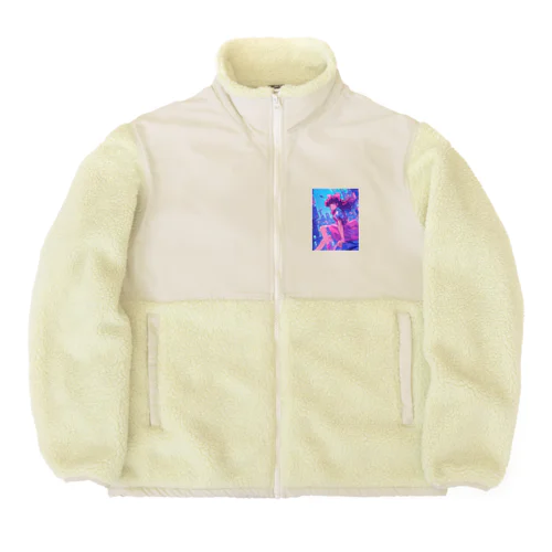 昭和レトロアニメ風近未来ガール Boa Fleece Jacket