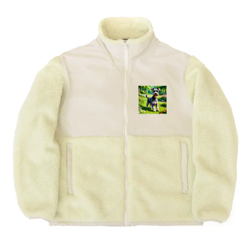 お散歩×ミニチュアシュナウザー Boa Fleece Jacket