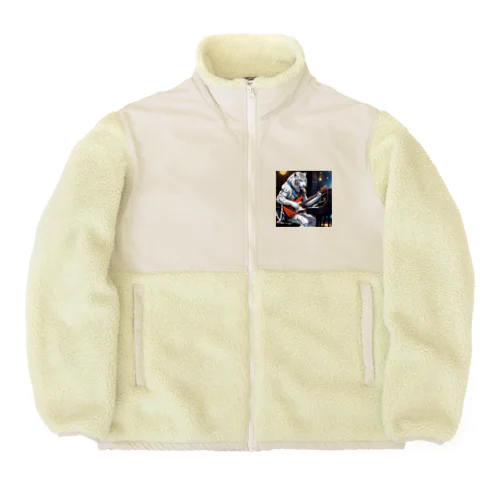 ホワイトタイガーだって弾けるのさ Boa Fleece Jacket