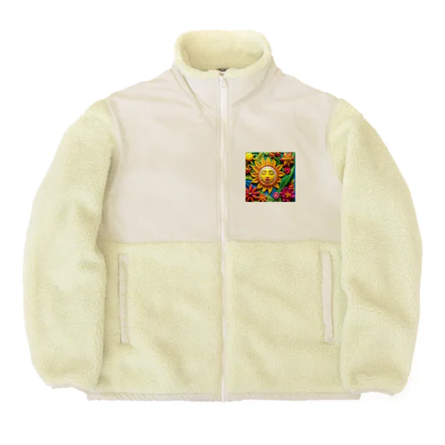 南国の太陽と花 Boa Fleece Jacket