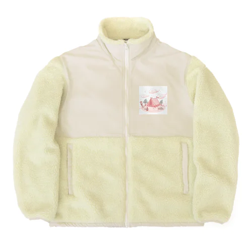 山頂でキャンプ　テント　ふわふわピンク Boa Fleece Jacket